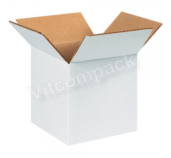 4 x 4 x 4 White Corrugated Boxes Mug Box